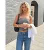 image:imageZESICA Womens Striped Strapless Crop Knit Tube TopsBlack