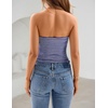 image:imageZESICA Womens Striped Strapless Crop Knit Tube TopsBlue
