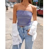 image:imageZESICA Womens Striped Strapless Crop Knit Tube TopsBlue