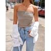 image:imageZESICA Womens Striped Strapless Crop Knit Tube TopsBrown