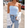 image:imageZESICA Womens Striped Strapless Crop Knit Tube TopsLightblue