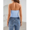 image:imageZESICA Womens Striped Strapless Crop Knit Tube TopsLightblue