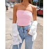 image:imageZESICA Womens Striped Strapless Crop Knit Tube TopsPink