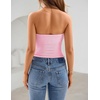 image:imageZESICA Womens Striped Strapless Crop Knit Tube TopsPink