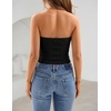 image:imageZESICA Womens Striped Strapless Crop Knit Tube TopsSolidblack