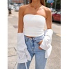 image:imageZESICA Womens Striped Strapless Crop Knit Tube TopsSolidwhite