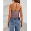 image:imageZESICA Womens Striped Strapless Crop Knit Tube TopsWine