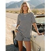 image:imageZESICA Womens Summer 2 Piece Stripe Short Sets Lounge Workout Beach OutfitsBlack