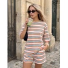 image:imageZESICA Womens Summer 2 Piece Stripe Short Sets Lounge Workout Beach OutfitsBright Blue