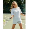 image:imageZESICA Womens Summer 2 Piece Stripe Short Sets Lounge Workout Beach OutfitsLight Blue