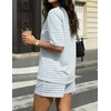image:imageZESICA Womens Summer 2 Piece Stripe Short Sets Lounge Workout Beach OutfitsLight Blue