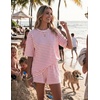 image:imageZESICA Womens Summer 2 Piece Stripe Short Sets Lounge Workout Beach OutfitsPink