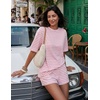 image:imageZESICA Womens Summer 2 Piece Stripe Short Sets Lounge Workout Beach OutfitsPink
