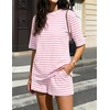 image:imageZESICA Womens Summer 2 Piece Stripe Short Sets Lounge Workout Beach OutfitsPink