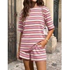 image:imageZESICA Womens Summer 2 Piece Stripe Short Sets Lounge Workout Beach OutfitsPurple