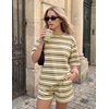 image:imageZESICA Womens Summer 2 Piece Stripe Short Sets Lounge Workout Beach OutfitsYellow