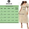 image:imageZESICA Womens Summer Boho Gingham Puff Sleeve Square Neck Beach Midi DressBeige