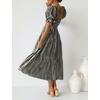 image:imageZESICA Womens Summer Boho Gingham Puff Sleeve Square Neck Beach Midi DressBlack