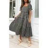 image:imageZESICA Womens Summer Boho Gingham Puff Sleeve Square Neck Beach Midi DressBlack
