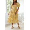 image:imageZESICA Womens Summer Boho Gingham Puff Sleeve Square Neck Beach Midi DressGinger