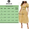 image:imageZESICA Womens Summer Boho Gingham Puff Sleeve Square Neck Beach Midi DressGinger