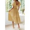 image:imageZESICA Womens Summer Boho Gingham Puff Sleeve Square Neck Beach Midi DressGinger