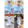 image:imageZESICA Womens Summer Boho Gingham Puff Sleeve Square Neck Beach Midi DressLightblue