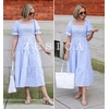 image:imageZESICA Womens Summer Boho Gingham Puff Sleeve Square Neck Beach Midi DressLightblue