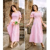 image:imageZESICA Womens Summer Boho Gingham Puff Sleeve Square Neck Beach Midi DressPink