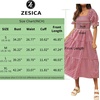 image:imageZESICA Womens Summer Boho Gingham Puff Sleeve Square Neck Beach Midi DressRed