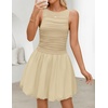 image:imageZESICA Womens Summer Bubble Sleeveless Boat Neck Mini DresssApricot
