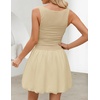 image:imageZESICA Womens Summer Bubble Sleeveless Boat Neck Mini DresssApricot