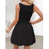 image:imageZESICA Womens Summer Bubble Sleeveless Boat Neck Mini DresssBlack