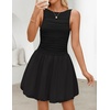 image:imageZESICA Womens Summer Bubble Sleeveless Boat Neck Mini DresssBlack