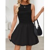 image:imageZESICA Womens Summer Bubble Sleeveless Boat Neck Mini DresssBlack