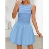 image:imageZESICA Womens Summer Bubble Sleeveless Boat Neck Mini DresssBlue