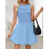 image:imageZESICA Womens Summer Bubble Sleeveless Boat Neck Mini DresssBlue