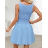 image:imageZESICA Womens Summer Bubble Sleeveless Boat Neck Mini DresssBlue