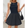 image:imageZESICA Womens Summer Bubble Sleeveless Boat Neck Mini DresssNavy
