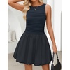 image:imageZESICA Womens Summer Bubble Sleeveless Boat Neck Mini DresssNavy