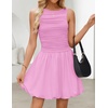 image:imageZESICA Womens Summer Bubble Sleeveless Boat Neck Mini DresssPink