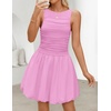 image:imageZESICA Womens Summer Bubble Sleeveless Boat Neck Mini DresssPink