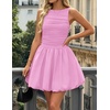 image:imageZESICA Womens Summer Bubble Sleeveless Boat Neck Mini DresssPink