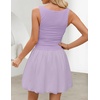 image:imageZESICA Womens Summer Bubble Sleeveless Boat Neck Mini DresssPurple