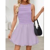 image:imageZESICA Womens Summer Bubble Sleeveless Boat Neck Mini DresssPurple