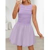 image:imageZESICA Womens Summer Bubble Sleeveless Boat Neck Mini DresssPurple
