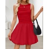 image:imageZESICA Womens Summer Bubble Sleeveless Boat Neck Mini DresssRed