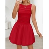 image:imageZESICA Womens Summer Bubble Sleeveless Boat Neck Mini DresssRed