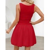 image:imageZESICA Womens Summer Bubble Sleeveless Boat Neck Mini DresssRed