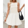 image:imageZESICA Womens Summer Bubble Sleeveless Boat Neck Mini DresssWhite